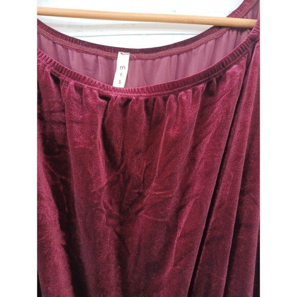 MTS Velvet Jumpsuit Burgundy Red Long Sleeve Stretch Sz L Straight Leg - Picture 3 of 7